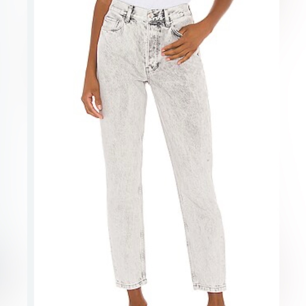 Anine Bing White Acid Wash Straight Leg Jeans